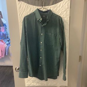 Izod Green & Black Checkered Shirt - Medium